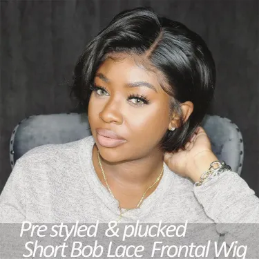 13x4 Lace Pixie Cut Wigs Straight Short Bob Wig Transparent Lace Human Hair Wigs For Women_voghion.com