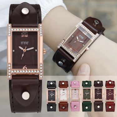 2024 Tiger Year Fashion Alloy Square Water Diamond Leather Belt Quartz Hot Launch New Watch_voghion.com