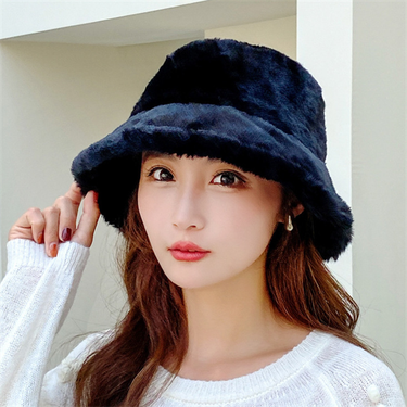 Hot Sale Women Warmer Thick Autumn Winter Bucket Hat Cool Panama Lady Lamb Wool Outdoor Solid Color Fisherman Sunscreen Cap_voghion.com