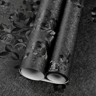 Black Rose Wallpaper Peel And Stick Waterproof Removable Self-Adhesive Embossed Floral Pattern Easy To Install_voghion.com