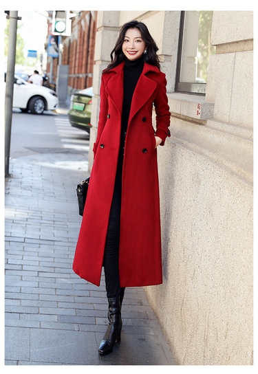 Warm Winter Coat Women's Business Mid Length Jacket Double Breasted Thick Coat_voghion.com