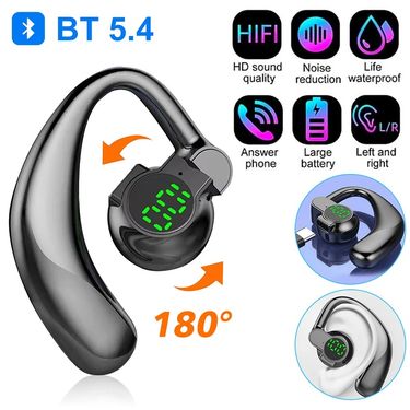 Bluetooth 5.4 Wireless Headset, Long Battery Life Hanging Ears,Start Noise Reduction Digital Display Sports Sleep Music Earring_voghion.com