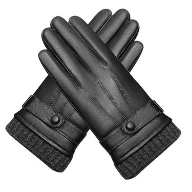Leather Gloves Men's Winter Warm Fleece Outdoor Riding Windproof Touch Screen Men's Motorcycle Sheepskin Men's Gloves_voghion.com