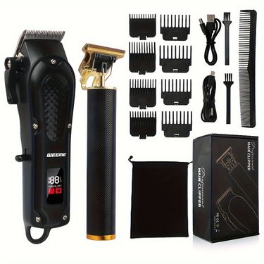 Professional Clipper Set, Vintage T-Blade Trimmer, Electric Portable Rechargeable Wireless Beard Trimmer Hair Clipper,_voghion.com