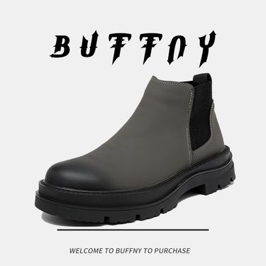 Retro Tooling Boots Thick-soled Heightened Lazy Foot-covering Martin Boots Genuine Leather Chelsea Short Boots_voghion.com