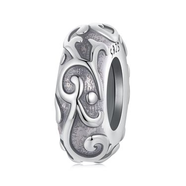 Pattern Silicone Stopper Beads Charm Sterling Silver Charm,SCC2997_voghion.com
