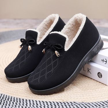 Old Beijing Winter Women's Casual Bean Anti Slip One Foot Stepping Fury With Velvet Warmth Middle Aged And Elderly_voghion.com