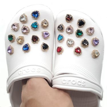 New Decorative Love Color Jewel Crystal Diamond Shoes Flower Shoe Buckle DIY I-button Shoe Accessories Accessories_voghion.com