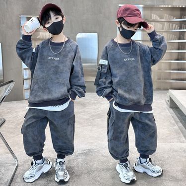 Children's clothing, sports suit 2024 new style, mid size children's spring and autumn styles, handsome boys' tie dye_voghion.com