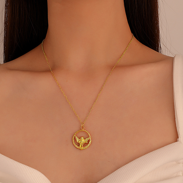 Cold Wind Angel Wings Pendant Necklace Personalized Hip Hop Fashion Girl Flower Ring Long Collar Chain_voghion.com