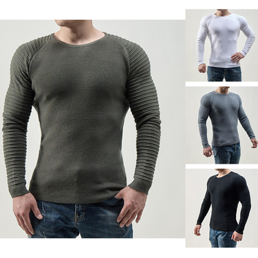 Spring and Autumn New Men's Fashion Trend Round Neck Sweater Long sleeved Large Size Slim Fit Knitted Shirt for Men_mkmklike.com