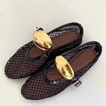 Round Headed Fishing Mesh Hollowed Out Mary Jane Single Shoes For Women Going Out, 2025 Summer New Sandals_voghion.com