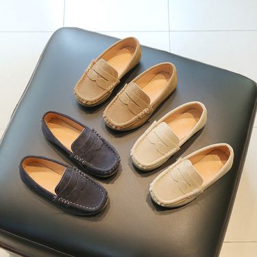 Kids' shoes Boys' Toe Shoes Suede Leather Shoes Spring and Autumn New Fashion Soft Bottom Lazy One Foot British Style Children's Shoes Casual Shoes_voghion.com
