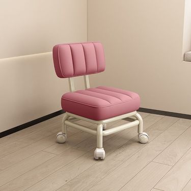 Small Backrest, Universal Wheels, Popular Sofa Shoe Changing Stool, Multifunctional Chair, Silent Low Stool With Wheels_voghion.com