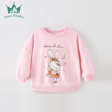 Girls' Sweatshirt Loose Fit Spring Autumn Children's Pure Cotton Long Sleeve Top European And American Style Kids'_voghion.com