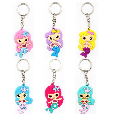 Cross border cute cartoon mermaid keychain PVC soft glue keychain accessories car luggage pendant small gift_voghion.com
