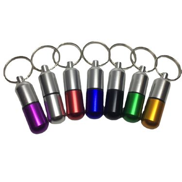 Two-color medicine bottle outdoor aluminum alloy key chain hanging bottle Mini Waterproof small medicine jar first aid pill bottle sealed jar_voghion.com
