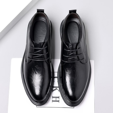 Leather leather business formal dress best man black casual wedding suit breathable England groom men's shoes_voghion.com