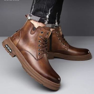 European Warm Series British Style Martin 2025 New Safety Single Cotton Casual Shoes Fashion Men's Work Boots_vogvips.com