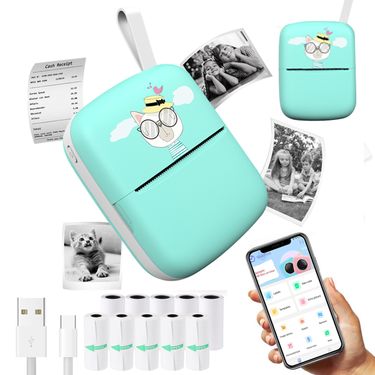 Mini Photo Printer for iPhone/Android,1000mAh Portable Thermal Photo Printer for Gift Study Notes Work Photo Picture Memo_voghion.com