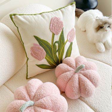 Tulip Scandinavian Instagram Style Cute Living Room Sofa Cushion Headrest Pillow Cushion Set_voghion.com
