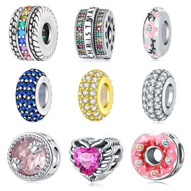 Women's Jewelry Minimalist Shining Spacer Bead Positioning Buckle Charm Pendant Beads DIY Jewelry Bracelet Accessories Copper Plated Silver_voghion.com