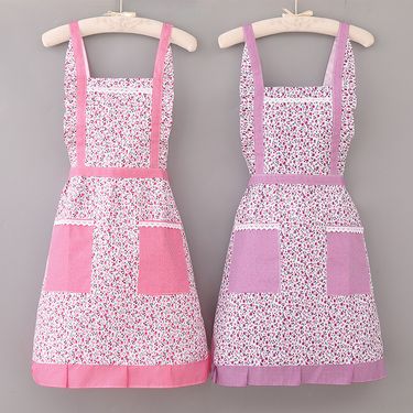 Korean Version Double Layer Kitchen Waterproof Oilproof Fashion Lace Princess Sleeveless Apron For Home Work Wholesale_voghion.com
