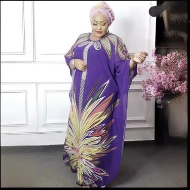 2025 Ethnic Digital Print Muslim Abaya Women's Dress Set_voghion.com