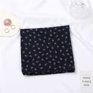 Spring Summer Floral Daisy Japanese Pure Cotton Printed Small Artistic Mori Girl Hair Tie Scarf_voghion.com