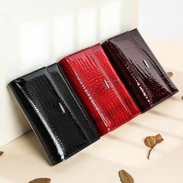 Women's Leather Wallet Patent Leather Women's Wallet Multi Card Slots Female Coin Purse_voghion.com