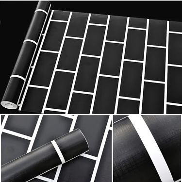 New Black Pattern Self-Adhesive Wallpaper Waterproof Moisture-Proof Background Wall Stickers Brick Pack_voghion.com