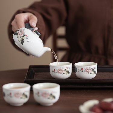 Kung Fu Set Box One Four Cups Small Set, Ceramic Tea Pot, Business Event Gift, Wedding Companion Gift_voghion.com