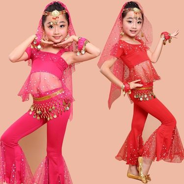 New Belly Set Highlights Kindergarten Indian Dance Practice Children's Stage Performance Dress_voghion.com