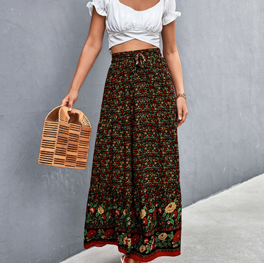 Women's 2023 Spring/Summer New High Waist Fragmented Flower Long Half Skirt_voghion.com