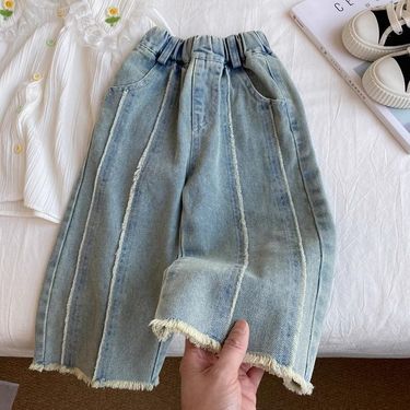 Toddler Girls Clothing Straight Jeans Girls Stylish Wide Leg Pants Spring And Autumn Children's Trousers_voghion.com