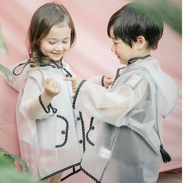 Kids Raincoat Waterproof Rain Poncho Clear Transparent Children Kindergarten School Student Rainsuit Protective Poncho C_voghion.com
