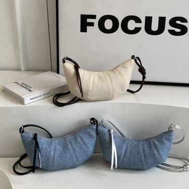 Denim for women's 2024 new fashionable casual shoulder niche trend, super hot crossbody bag, cowhide bag_mkmklike.com