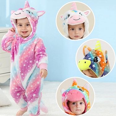 XUANMU Baby Cute Cartoon Flannel Baby Rompers Unicorn Pajamas Cotton Boy Girls Animal Costumes Baby Jumpsuit Outfits XF0030_voghion.com
