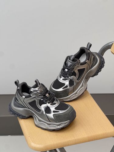 new 2025 Little Monster Genuine Paris Leather Mesh Dad For Women 2025 Autumn New European Fashion Versatile Trendy Casual Sh_voghion.com