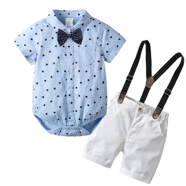 Baby clothes Boys short-sleeved triangle jumper suit Children baby baby gentleman dress crawl suit_voghion.com