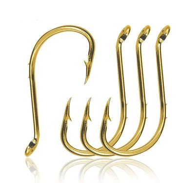 50pcs High Carbon Steel Double Back Barbed Gold Holes For Fishing, Tide Hooks, Tube Fishing Hooks With Crooked Mouth_voghion.com