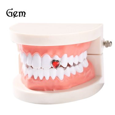 Hip Hop Love Heart Grillz - Silver Tone With Red/Green Crystals - Unique Statement Jewelry Personalized Advanced Hip Hop Rap Niche Trend Jewelry_voghion.com