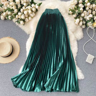 Women's Clothing Light Luxury Heavy-duty Pleated Mid-length A-line Skirt 2023 Spring Pleated Skirt_voghion.com