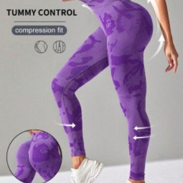 6 Colors Camouflage Yoga Outdoor Sports Hip Lift Long Running Cycling Fitness Training Pants Women_voghion.com