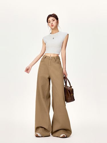 KPSR American Style Jeans For Women, Autumn And Winter, Melad Design, Loose Wide-Leg Straight Long Pants_voghion.com