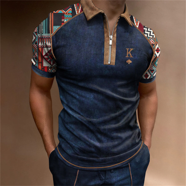 Fashion Polo T-shirt 3d color Tide brand printed tie-dye Polo shirt neutral short sleeve top_voghion.com