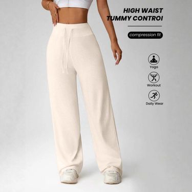 Lazy Relaxed Loose Fit Glutinous Rice Knit Casual Commuter Versatile Slimming Straight Wide-Leg Pants Sports Trousers_voghion.com