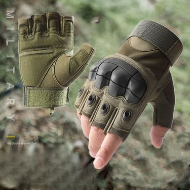 Gloves Men Tactical Military Fan Combat Anti-Slip Anti-Fall Protection Outdoor Sports Half Finger Wear-Resistant Cycling_voghion.com