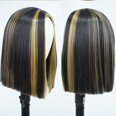 Synthetic wigs color half cut short straight hair wigs_voghion.com