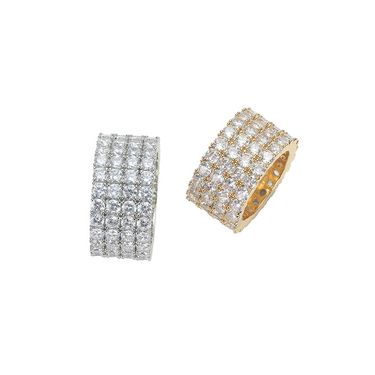 Hip Hop Male Micro Set Zircon 4-Row Female Exaggerated Personality Network Red Ring Jewelry_voghion.com